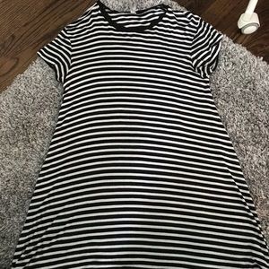 Black and white striped T-shirt dress